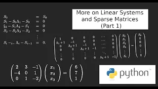 Numpy and Scipy Using Sparse Matrices to Speed up Calculations part 1