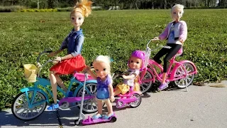 Download BIKES \u0026 LOL Surprise ! Elsa and Anna toddlers - park playing adventure MP3