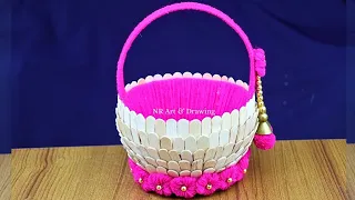 I Turned Woolen and Popsicle Sticks Into a Basket! You Won't Believe the Result 😱