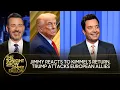 Download Lagu Jimmy Reacts to Kimmel's Return After Disney Suspension, Trump Attacks European Allies at U.N.