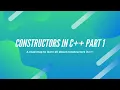 Constructors in C Part 1 Default Constructor Parameterized Constructor CodesTown