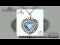 Eudora Sterling Silver Heart Locket Heart cremation memorial ashes urn Blue Crystal birthstone neckl