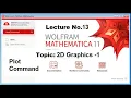 Graphics in Mathematica Mathematica Tutorial Use of Plot command Lecture 13