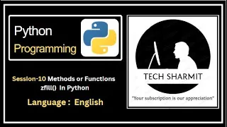 zfill function or method in Python methods in python function in python Python course