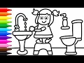 Easy Kid Hand Wash Drawing Coloring For Kids Easy step-by-step Draw Color