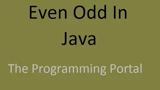 Java Even Odd Program