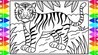 How to Draw a TIGER for Kids Tiger Drawing for Kids Tiger Coloring Pages for Kids