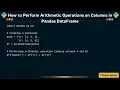 How to Perform Arithmetic Operations on Columns in Pandas DataFrame