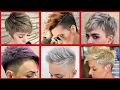 Brunette Undercut Faux Hawk Pixie with Burgundy Highlights