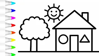 How to Make a House π‘ Drawing for kids & Toddlers | Easy House Water Colour Painting