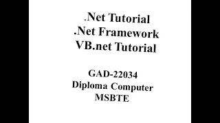 Net Tutorial Net Framework Tutorial VB net Tutorial