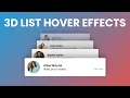 CSS 3D List Hover Effects Pure HTML CSS Tutorial