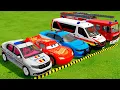 Download Lagu DACIA, MCQUEEN CAR, FORD POLICE CARS, AMBULANCE EMERGENCY TRANSPORTING WITH TRUCKS ! FS22 #5