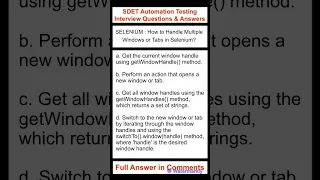SELENIUM How can I handle multiple windows or tabs in Selenium
