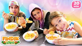 Selin, Ayşe ve Asiye uyurken onlar için kahvaltı hazırlıyor. Fındık Ailesi video serisi.