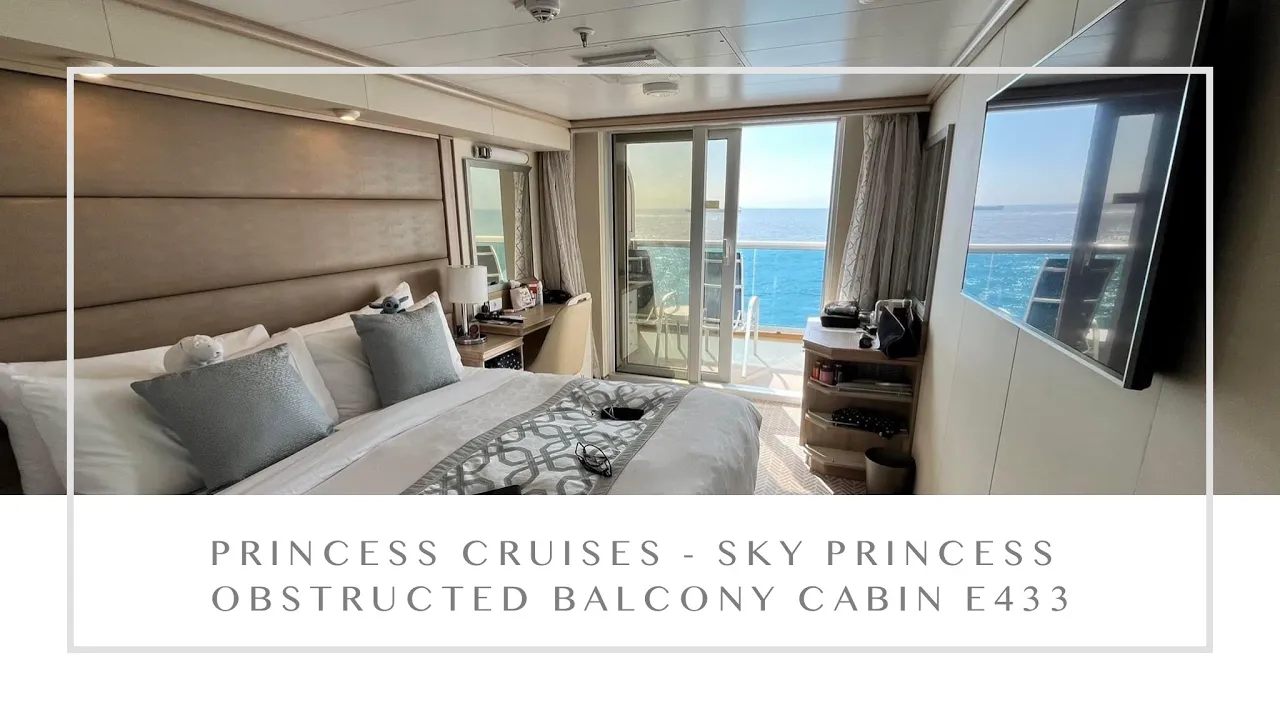 Sky Princess - Room Tour featuring Partial Obstructed Balcony Cabin E433