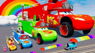 Flatbed Truck Mcqueen | Transportation with Truck - Pothole vs Car #590 - BeamNG.Drive