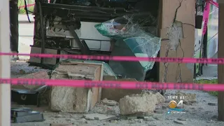 Bus Collides With Pickup Truck Crashes Into Building
