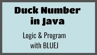 Duck Number Logic and Program in Java