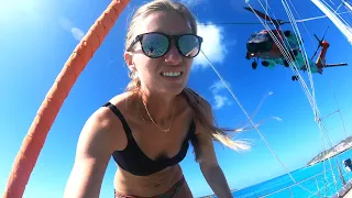 Buzzed by the US COASTGUARD chopper! – Sailing Vessel Delos Ep. 278