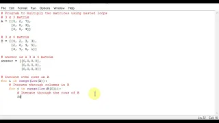 Program to multiply two matrices using nested loops