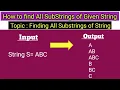 How to find all possible substring of given string in java finding all possible substrings