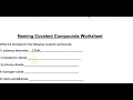 naming covalent compounds worksheet