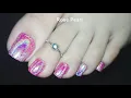 Pink Holographic Pedicure Nail Art Tutorial-PINK HOLO for Breast Cancer Awareness Month Rose Pearl