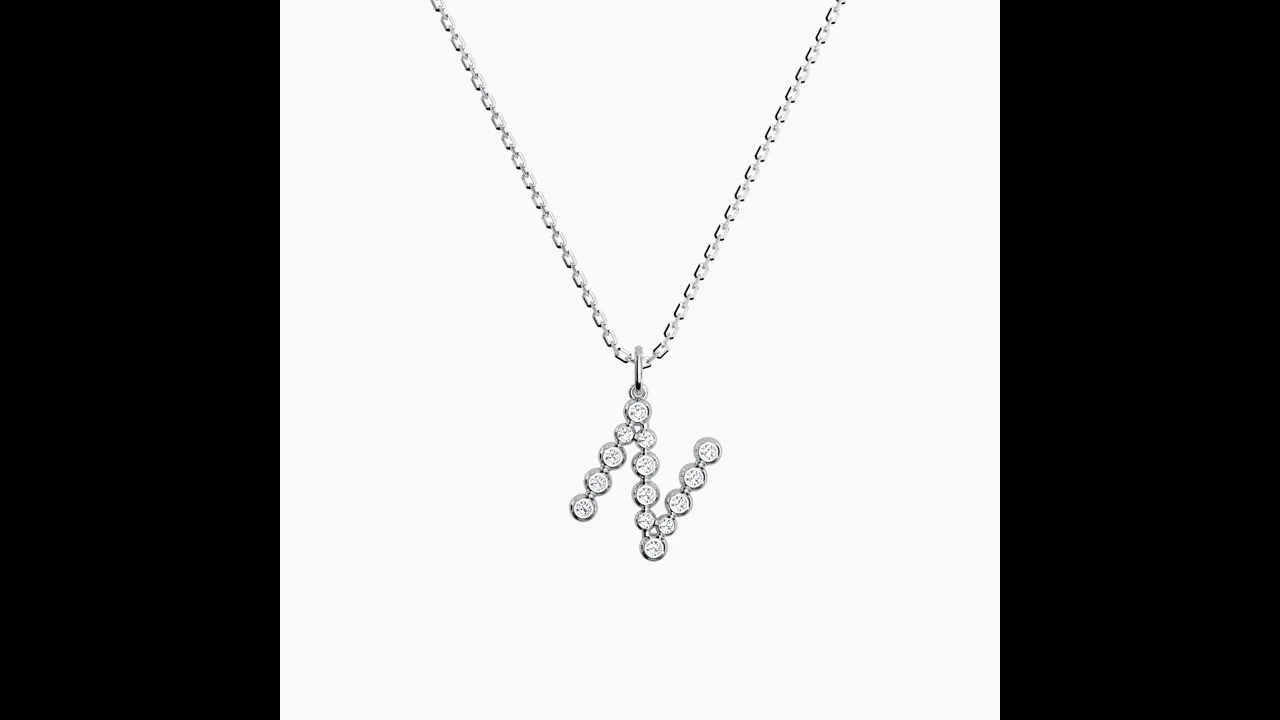 Letter N Initial Necklace Bubble Pendant