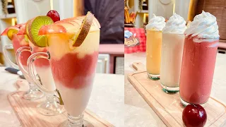 عصير طبقات عصير جوافة بحليب عصير فراولة بحليب عصير مانجو بحليب المطعم مع الشيف محمد حامد 