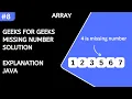 Missing number GeeksforGeeks solution Missing number java solutions with explanation