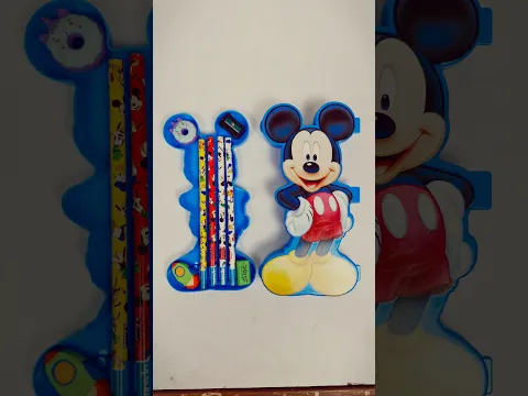 filling mickey mouse pencil box with stationery #stationery #schoolsupplies #backtoschool