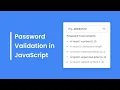 How to Create a Password Validation System using HTML CSS and JavaScript