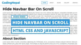 Scroll Down to Hide Navigation Menu Bar HTML CSS JS Demo