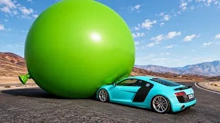 Cars Popping Giant Balloons  - BeamNG drive