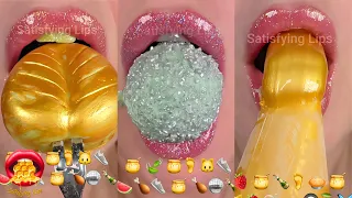 🛎️GOLD & SILVER FOOD 💿  Emoji Food ASMR Satisfying Mouth Sounds