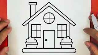 رسم منزل سهل رسم سهل تعليم الرسم للمبتدئين خطوة بخطوة How To Draw A House Easy Step By Step 