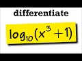 derivative of log base 10 of x 3 1 with the box
