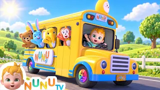 The Wheels on The Bus  | Animal Song + More Nursery Rhymes & Kids Songs | NuNu Tv