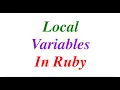 Local variables in Ruby Learn Ruby Programming Ruby Tutorials