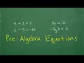 Pre-Algebra Level Equations - Master BASIC Algebra