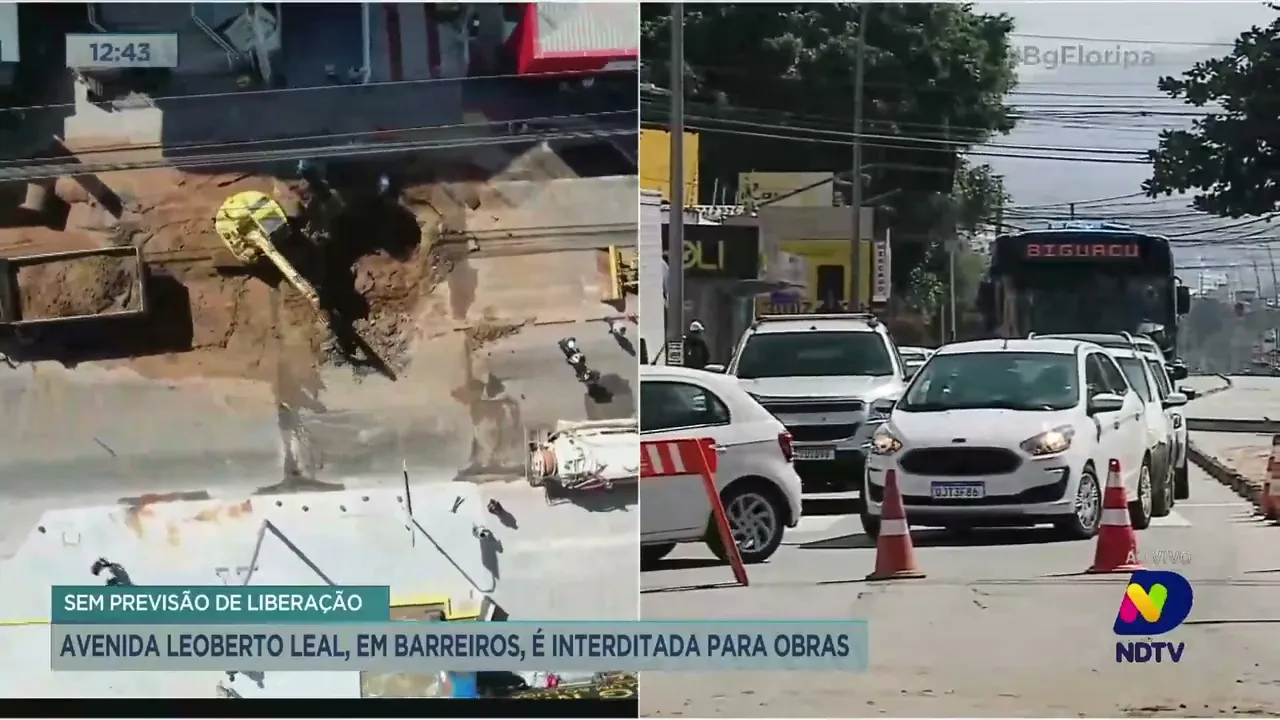Sem previsão de liberação: Avenida Leoberto Leal, em Barreiros, é interditada para obras