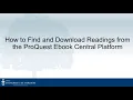 How to Find and Download Readings from the ProQuest Ebook Central Platform