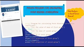 Tutorial for Python Program for Point Biserial Correlation