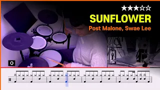 Lv 12 Sunflower - Post Malone Swae Lee Pop Drum Cover with Sheet Music