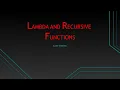 Lambda and Recursive Functions Return And Pass Statements Python Programming For Begginers part-18