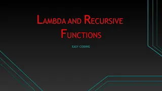 Lambda and Recursive Functions Return And Pass Statements Python Programming For Begginers part-18