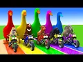 Lagu 5 Giant Duck Cartoon,Cow,Elephant,Tiger,Lion,Dinosaur,Paint Wild Animals Crossing Fountain Animation