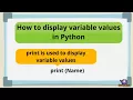Basic Explanation of Input Output in Python