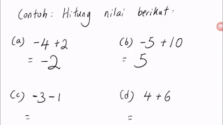 bab 1 matematik tingkatan 1 kaedah penambahan dan penolakan nombor integer